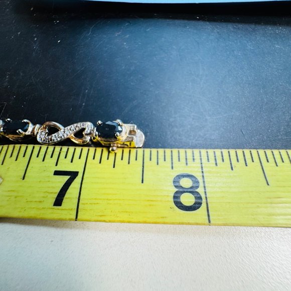 VTG Gold Over Sterling Silver 925 Natural Sapphire Infinity Tennis Bracelet 7.5" - Picture 7 of 9